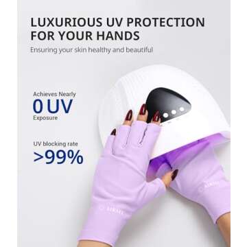 AIRSEE Premium UV Protection Gloves for Gel Manicures – UPF 50+ Fingerless Design, Anti UVA & UVB ...