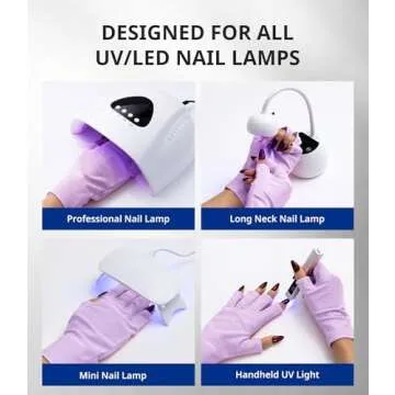 AIRSEE Premium UV Protection Gloves for Gel Manicures – UPF 50+ Fingerless Design, Anti UVA & UVB Shielding, Professional Nail Tech Gloves for UV Nail Lamp, Comfortable & Breathable (Purple)