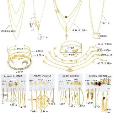 38 PCS Gold Jewelry Set for Women & Girls
