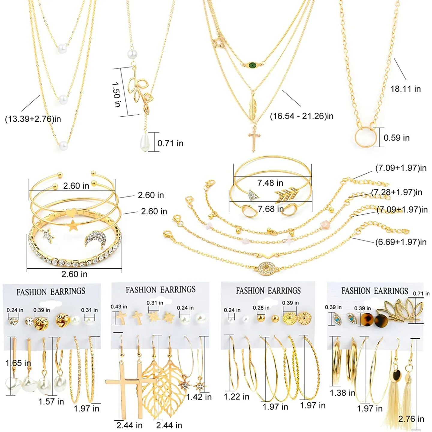38 PCS Gold Jewelry Set for Women & Girls