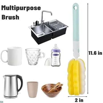 INVODA 4PCS Bottle Brush Long Handle Cup Cleaner Brush Sponge Bottle Scrubber Detachable Handle Portable Sponge Cleaning Brush for Baby Bottle Dishwashing Kitchen Clean Glasses Mugs (4 PCS)