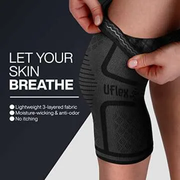 UFlex Athletics Knee Compression Sleeve for Pain Relief