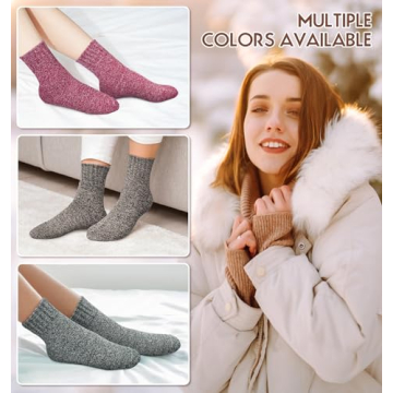 5 Pack Womens Thick Warm Casual Wool Crew Socks