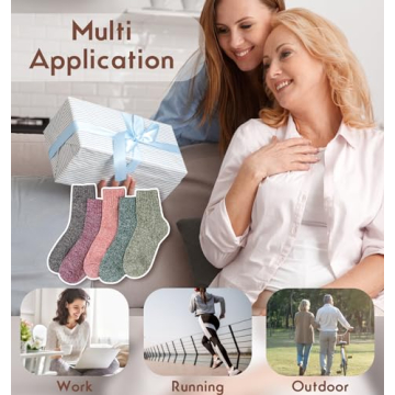 5 Pack Womens Thick Warm Casual Wool Crew Socks