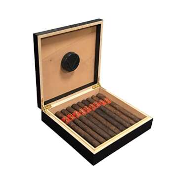 Prestige Import Group Chateau Small Cigar Humidor with Humidifier - Capacity: 20 Cigars - Color: Black