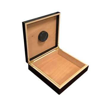 Prestige Import Group Chateau Small Cigar Humidor with Humidifier - Capacity: 20 Cigars - Color: Black