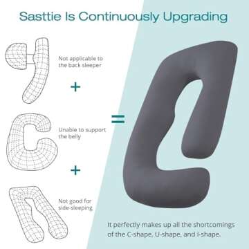 Sasttie Pregnancy Pillows for Sleeping, U Shaped Cooling Full Body Pillow Pregnancy Must Haves, Maternity Pillow for Pregnant Women, Pillow with Removable Cover for Side Sleeper, Dark Grey