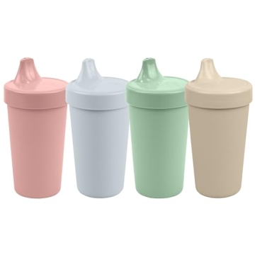 Re-Play Made in USA 10 Oz. Sippy Cups for Toddlers - Pack of 4 - Eco-Friendly Spill Proof Cups