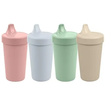 Re-Play Made in USA 10 Oz. Sippy Cups for Toddlers - Pack of 4 - Eco-Friendly Spill Proof Cups
