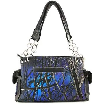 Zelris Camouflage Shine Glow Cross Wings Women Conceal Carry Handbag (Blue)