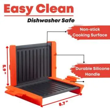 Maconee Microwave Sandwich maker | Microwave Grill Cheese Maker | Microwave Crisper Toaster Cookware | Panini Press | Cooking Fast and Dishwasher Safe Orange