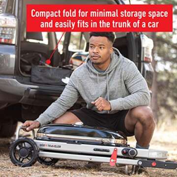 Weber Traveler Portable Gas Grill Red for On-the-Go Cooking