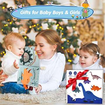 Richgv Baby Books Toys 0-6-12 Months, Baby Boy Gifts Touch and Feel Crinkle Books with Dino Doll, Ne...