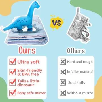 Richgv Baby Books Toys 0-6-12 Months, Baby Boy Gifts Touch and Feel Crinkle Books with Dino Doll, Newborn Infant Toys 6-9-12 Months, Carseat Toys Shower Gifts Baby Valentines Gifts Stocking Stuffers