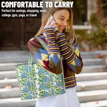 Eco-Friendly Quilted Cotton Tote Bag For Work & Travel