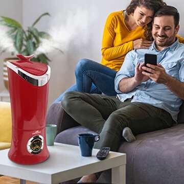Air Innovations Humidifier Large Capacity 1.7 Gal (6.4L) Whisper-Quiet Cool Mist Ultrasonic for Rooms up to 600 SqFt Baby Bedroom BPA Free Up to 96hs Remote Control Digital Display Aroma Tray (Red)