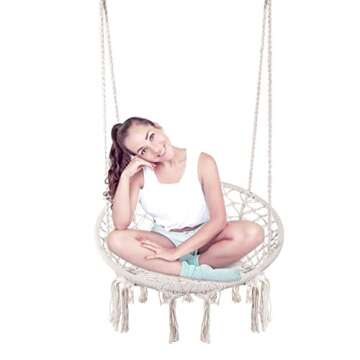 Karriw Cotton Macrame Hammock Chair for Indoor Outdoor