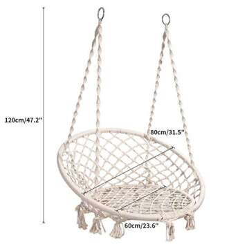 Karriw Cotton Macrame Hammock Chair for Indoor Outdoor