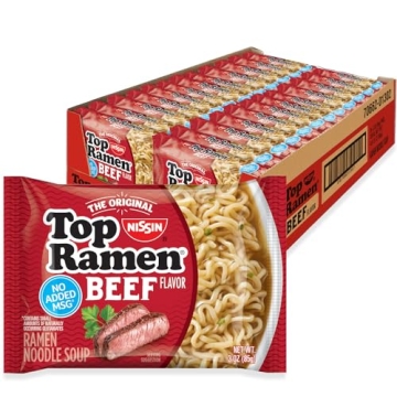 Delicious Nissin Top Ramen Noodle Soup - Beef Flavor, 24 Pack