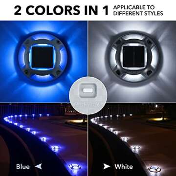 AGPTEK Solar Driveway Lights Outdoor 12 Pack, Solar Deck Lights 2 Color Modes Dock Lights Waterproof...