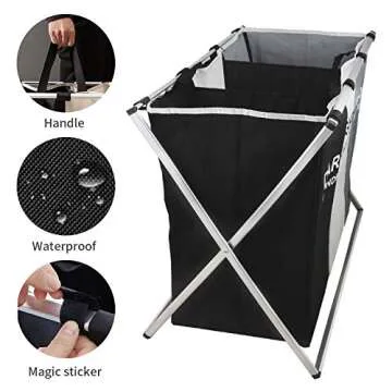 Nicesail 3 Section Laundry Basket Printed Dark Light Color, Foldable Hamper/Sorter with Waterproof Oxford Bags and Aluminum Frame, Washing Clothes Storage for Home, Dormitary Multicolored