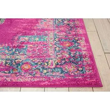 Nourison Passion Fuchsia 5'3" x 7'3" Area Rug, Boho, Traditional, Easy Clean, Non Shedding, Bed Room, Living Room, Hallway, (5' x 7')