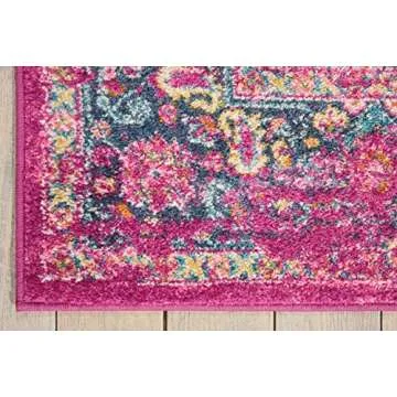 Nourison Passion Fuchsia 5'3" x 7'3" Area Rug, Boho, Traditional, Easy Clean, Non Shedding, Bed Room, Living Room, Hallway, (5' x 7')