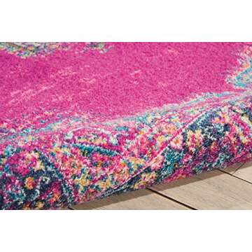 Nourison Passion Fuchsia 5'3" x 7'3" Area Rug, Boho, Traditional, Easy Clean, Non Shedding, Bed Room, Living Room, Hallway, (5' x 7')