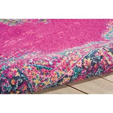 Nourison Passion Fuchsia 5'3" x 7'3" Area Rug, Boho, Traditional, Easy Clean, Non Shedding, Bed Room, Living Room, Hallway, (5' x 7')