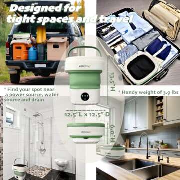 Portable Washing Machine 12L,Folding Mini Washing Machine,Compact Portable Washer,Spin Dryer Include...