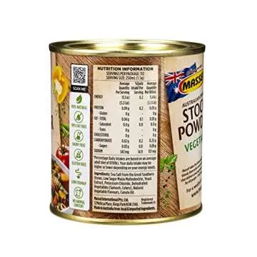 Massel Vegetable Bouillon Powder, Gluten Free, Low Fodmap Stock, Fat Free, MSG Free, Dairy Free, Non GMO, 0g Trans Fat, Soup Base Seasoning For Ramen, Soup, Stew, No Animal Content, 6 Pack, 168g