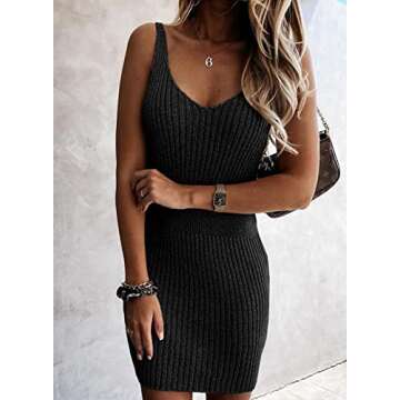 Sidefeel Bodycon Dresses for Women 2025 Summer V Neck Tank Sleeveless Sundresses Ribbed Knit Sexy Cl...