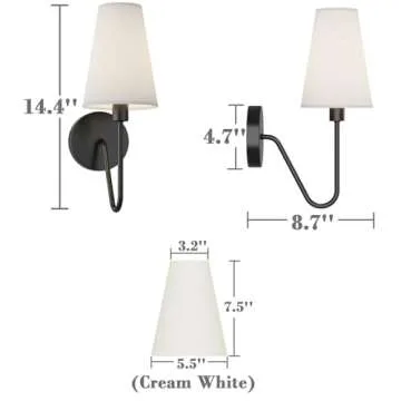 Electro BP Classic Wall Sconce with Linen Shade Set of 2