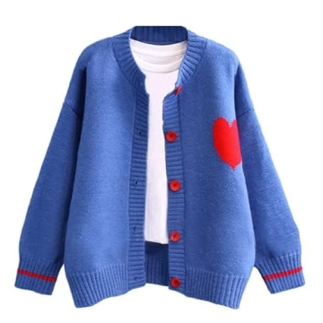 FindThy Women's Heart Print Cardigan - Cute & Cozy Outerwear