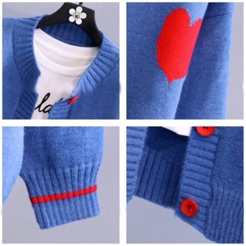 FindThy Women's Heart Print Cardigan - Cute & Cozy Outerwear