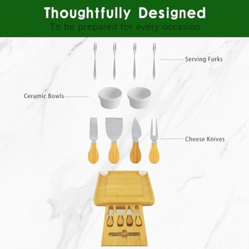 VaeFae Cheese Board with Slide-Out Drawer and Bowls