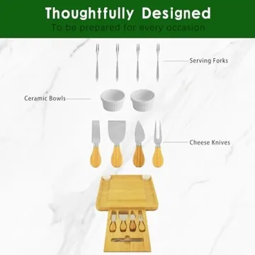 VaeFae Cheese Board with Slide-Out Drawer and Bowls