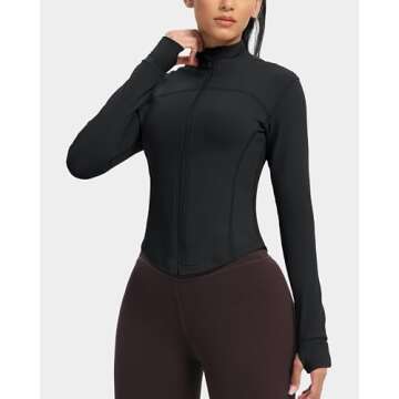 GYM RAINBOW Womens Zip Up Workout Jakcets Lightweight Slim Fit Running Athletic Jackets with Thumb H...