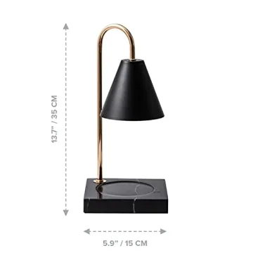 Elegant Black Marble Candle Warmer Lamp with Dimmer