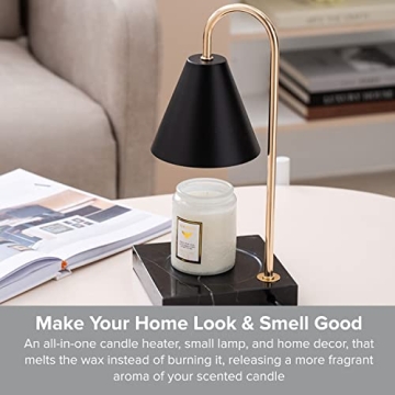 Elegant Black Marble Candle Warmer Lamp with Dimmer