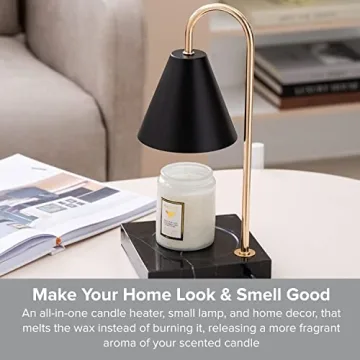 Elegant Black Marble Candle Warmer Lamp with Dimmer