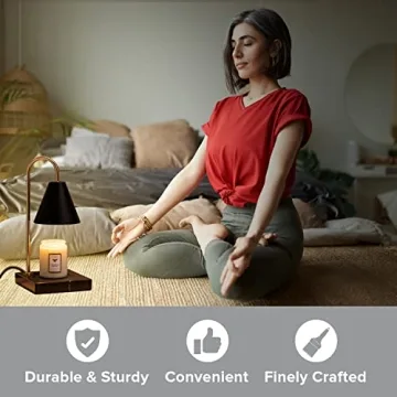 Elegant Black Marble Candle Warmer Lamp with Dimmer