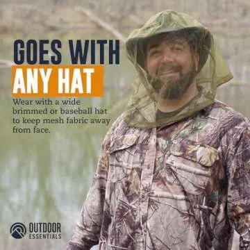 OutdoorEssentials Mosquito Bug Head Net - Face Netting Protection Against Mosquitoes, Gnats, Midges While Fishing or Camping - Midge Nets Mesh Protection for Men & Women - Black