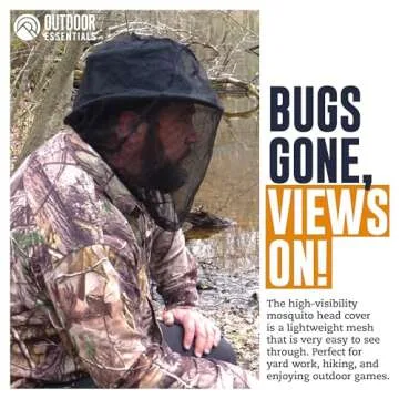 OutdoorEssentials Mosquito Bug Head Net - Face Netting Protection Against Mosquitoes, Gnats, Midges While Fishing or Camping - Midge Nets Mesh Protection for Men & Women - Black