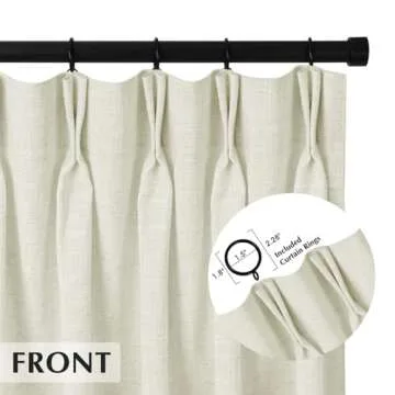 HOMERILLA Pinch Pleated Curtains 102 Inches Long,Linen Blackout Curtains with Blackout Lining Drapery Panel for Living Room,Thermal Insulated Pinch Pleat Drapes,W72 x L102,Ivory White,1 Panel.