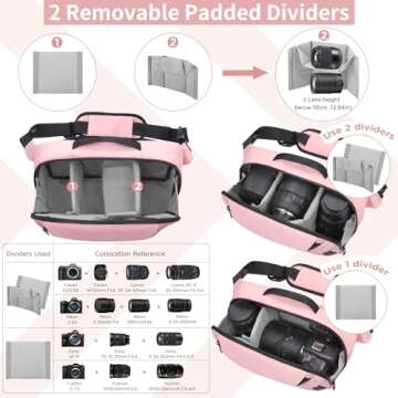 TAAOKA Camera Sling Bag,Waterproof Camera Case with Tripod Holder,DSLR/SLR/Mirrorless Camera Bags Crossbody for photographers-Pink
