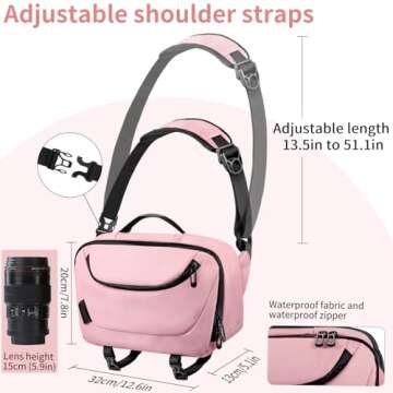 TAAOKA Camera Sling Bag,Waterproof Camera Case with Tripod Holder,DSLR/SLR/Mirrorless Camera Bags Crossbody for photographers-Pink
