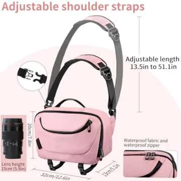 TAAOKA Camera Sling Bag,Waterproof Camera Case with Tripod Holder,DSLR/SLR/Mirrorless Camera Bags Crossbody for photographers-Pink