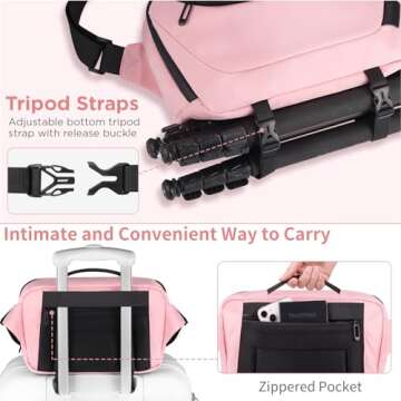 TAAOKA Camera Sling Bag,Waterproof Camera Case with Tripod Holder,DSLR/SLR/Mirrorless Camera Bags Crossbody for photographers-Pink