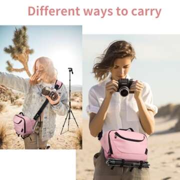 TAAOKA Camera Sling Bag,Waterproof Camera Case with Tripod Holder,DSLR/SLR/Mirrorless Camera Bags Crossbody for photographers-Pink